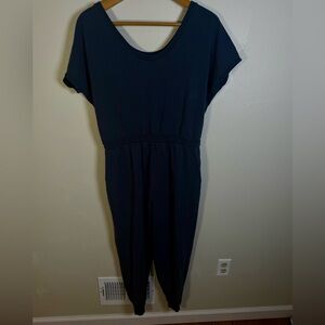 Anybody LP Large Petite Knit Casual One Piece Jumpsuit Romper Blue Pant Pockets